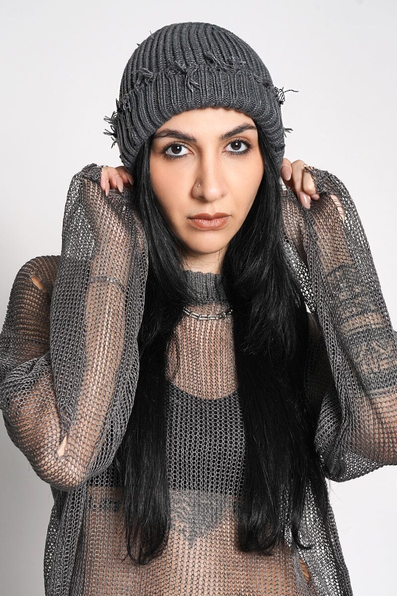 Aero Zeppelin Grunge Beanie Hats NOCTEX GREY